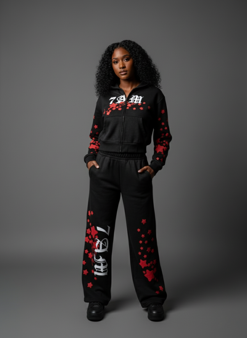 7AMKLUB™ Black Tracksuit Set